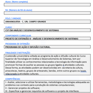 PROJETO DE EXTENSÃO 2 - Análise e Desenvolvimento de Sistemas