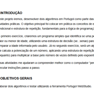 ALGORITMOS E PROGRAMAÇÃO ESTRUTURADA