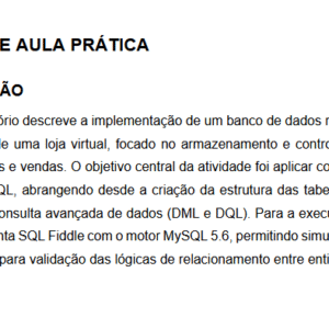 GERENCIAMENTO E DESENVOLVIMENTO EM BANCO DE DADOS